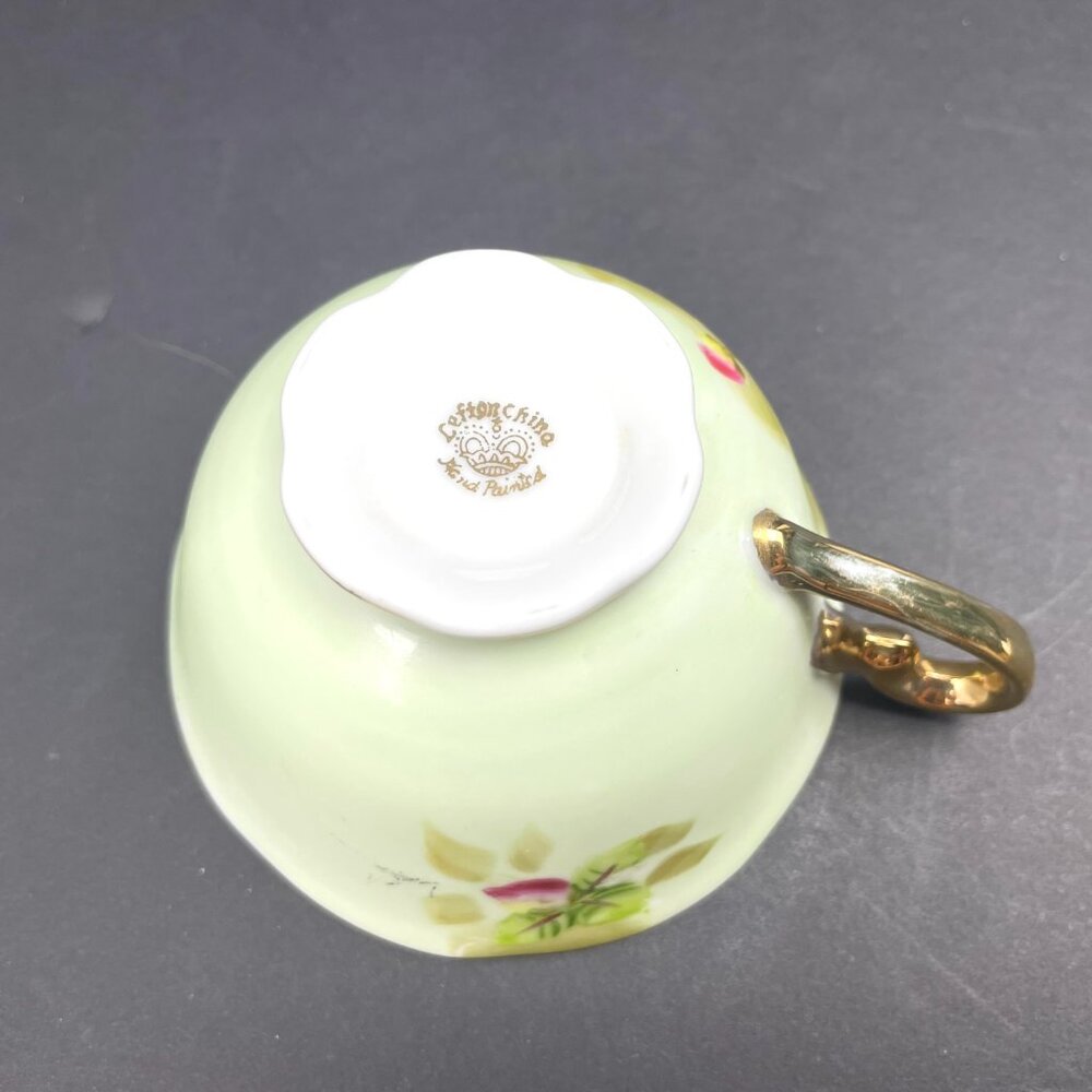 Set of 2 Lefton China 3071 Hand Painted Cup & Saucer Sets Pink Roses - Japan - Picture 14 of 14
